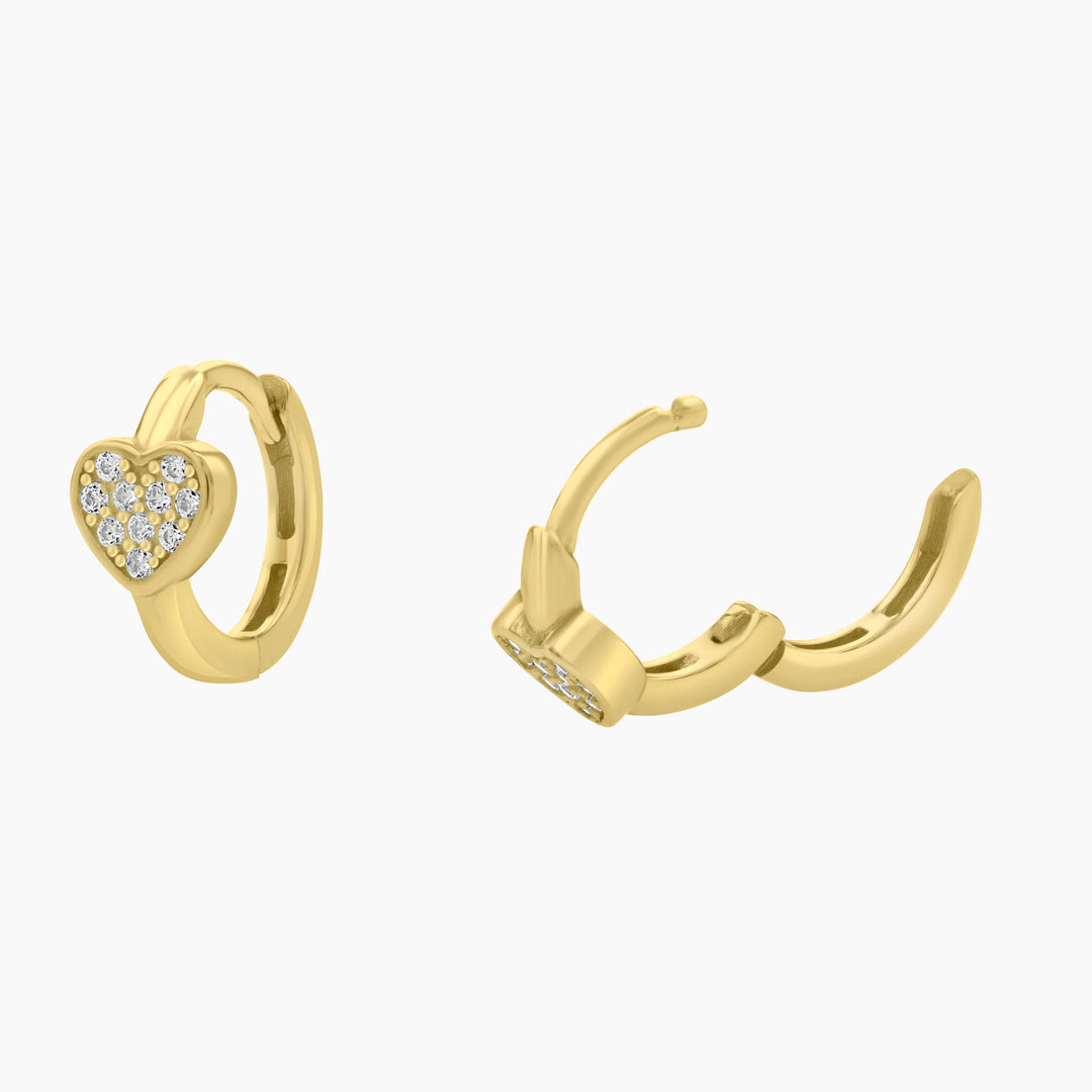 Pave Heart Huggies Earrings