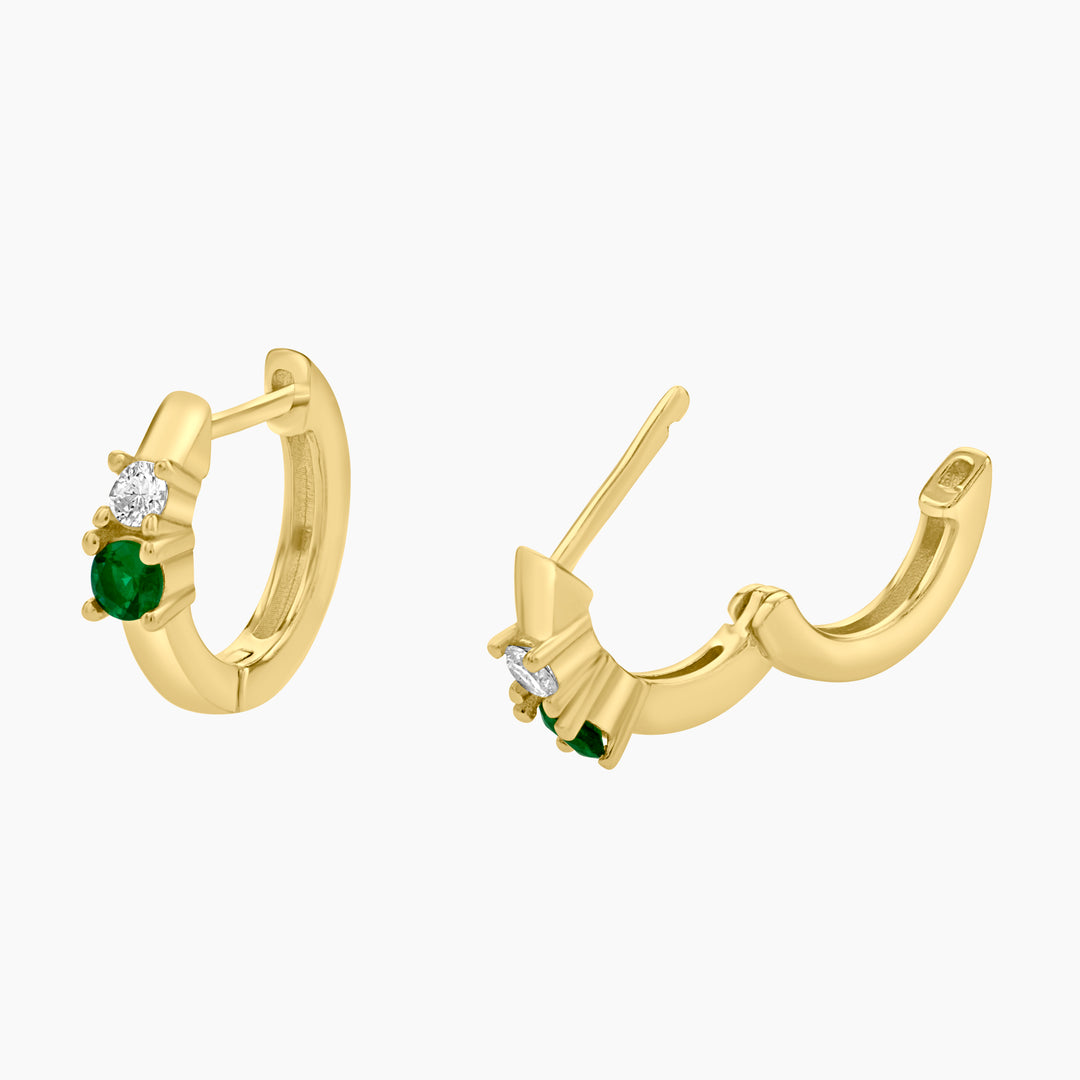 Emerald Glow Huggie Earrings