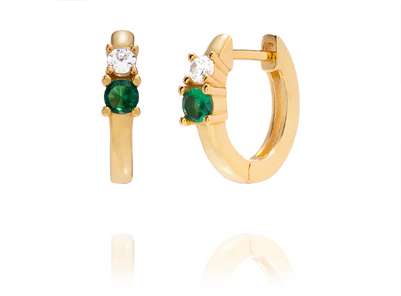 Emerald Glow Huggie Earrings