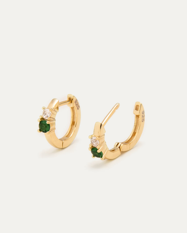 Emerald Glow Huggie Earrings