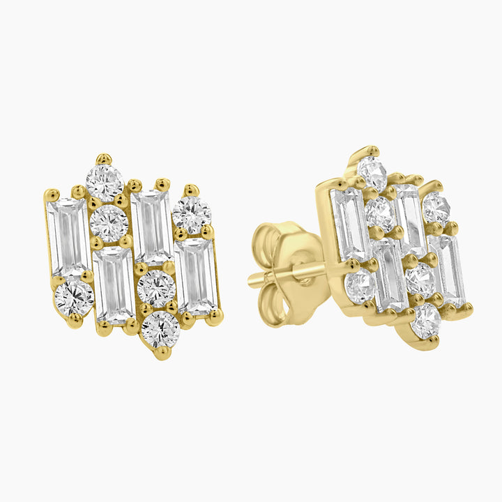 Cluster Baguettes Stud Earrings