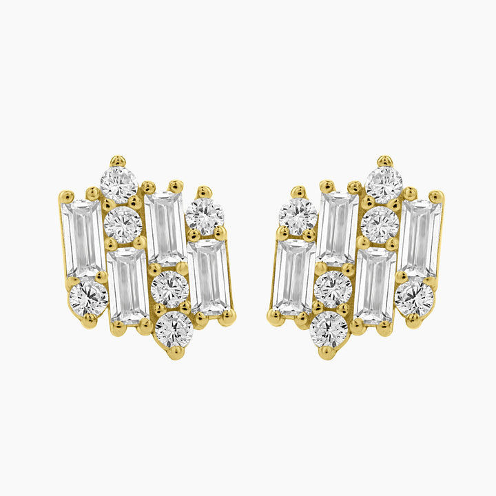 Cluster Baguettes Stud Earrings