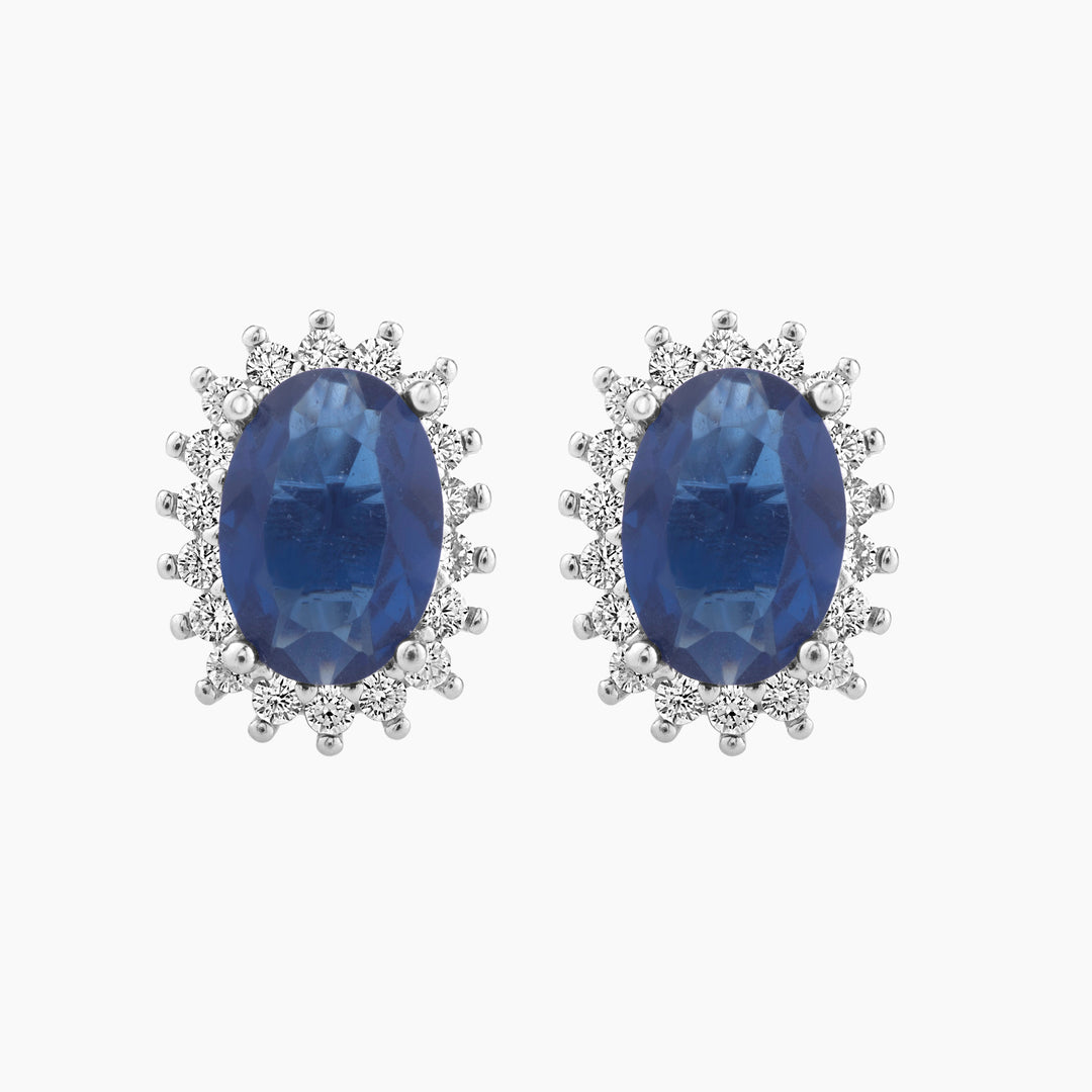 Celestial Halo Oval Stud Earrings