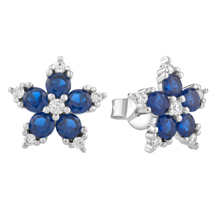 Sapphire Blossom Floral Stud Earrings