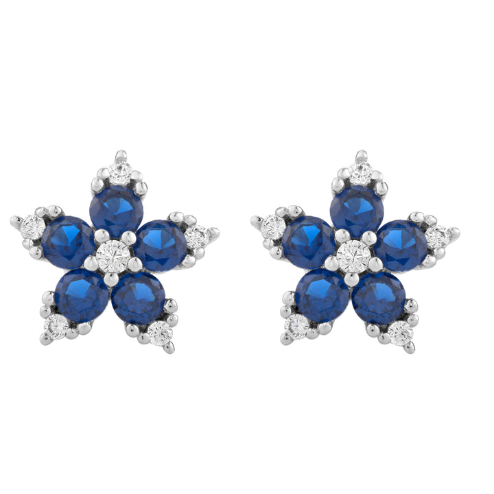 Sapphire Blossom Floral Stud Earrings