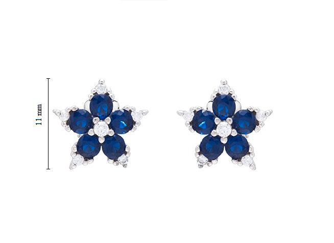 Sapphire Blossom Floral Stud Earrings