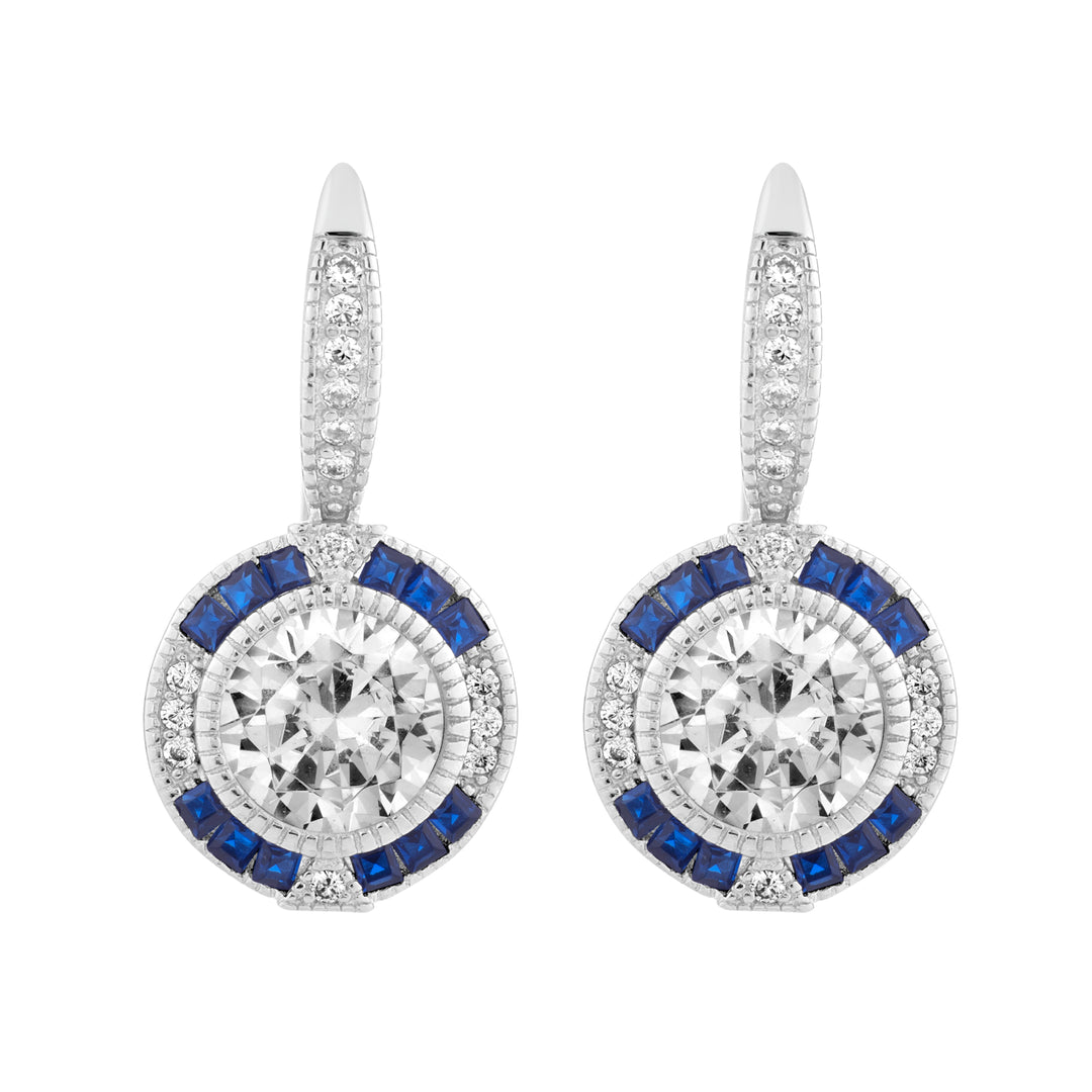 Art Deco Lever Back Halo Earrings