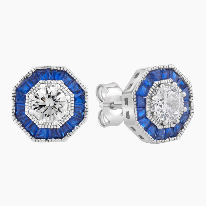 Octagonal Art Deco Halo Earrings