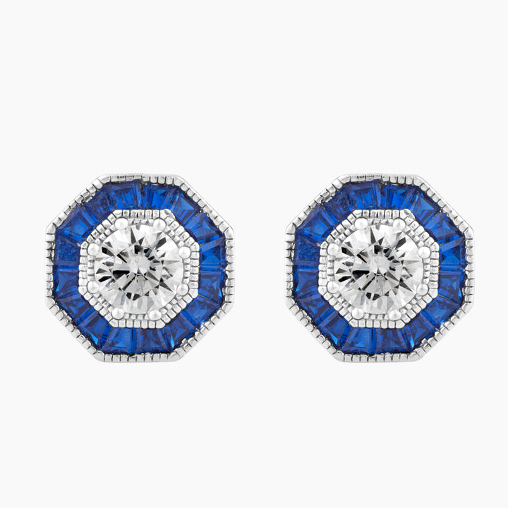 Octagonal Art Deco Halo Earrings