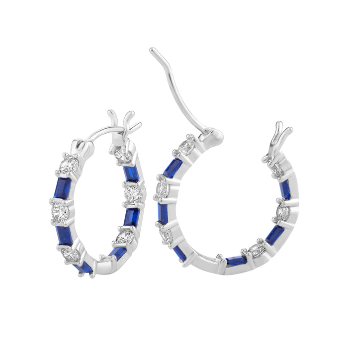 Azure Elegance Baguette Hoop Earrings