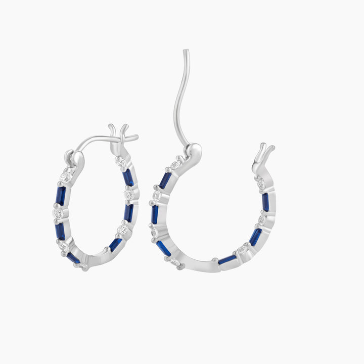 Hoop Earring with Blue Spinel Baguettes