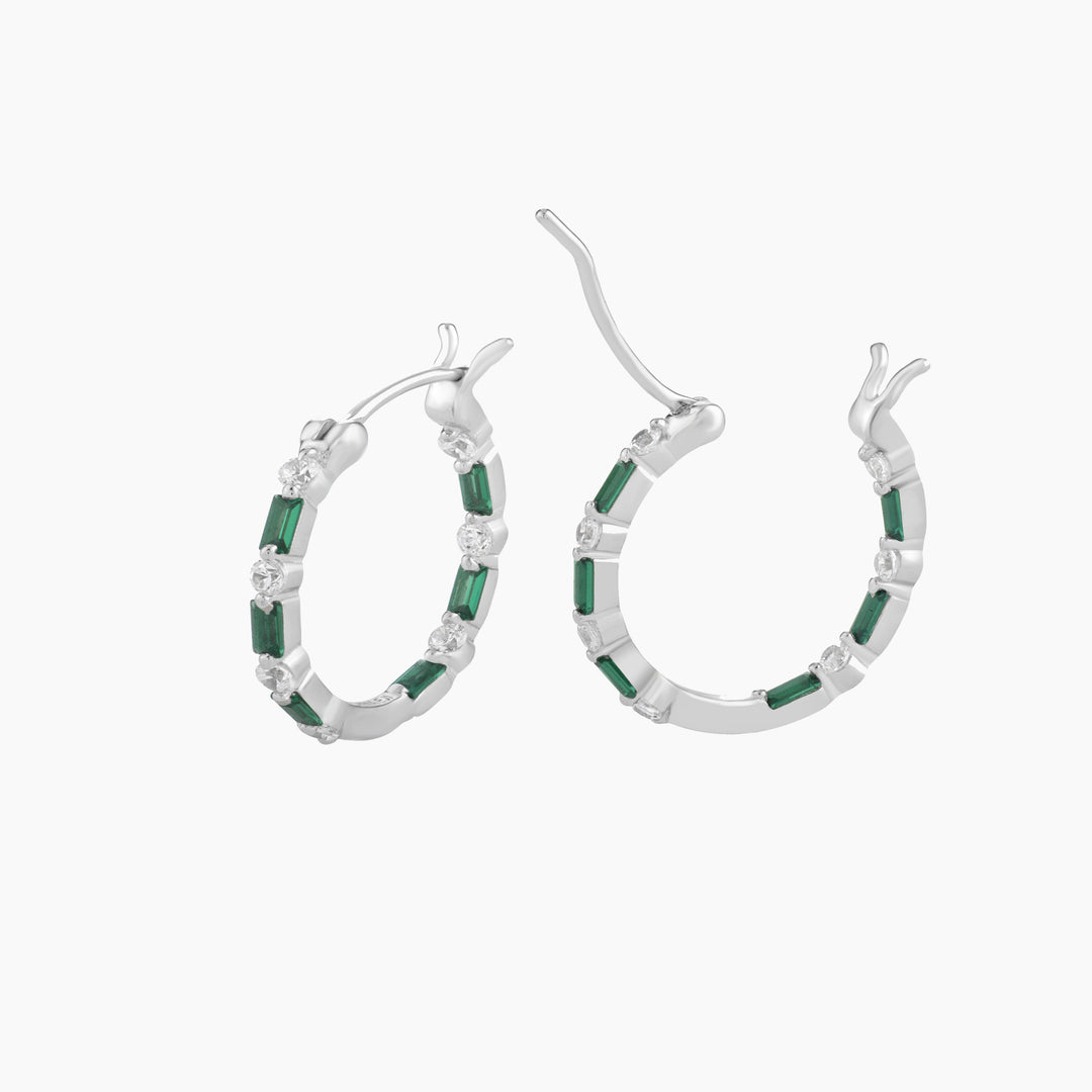 Hoop Earring with Green Spinel Baguettes