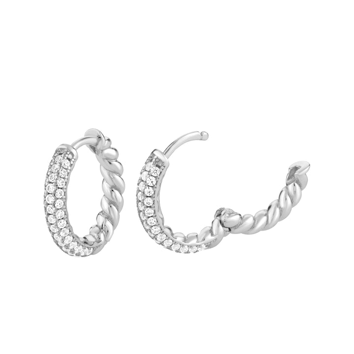 Pave & Twist Hoop Earrings