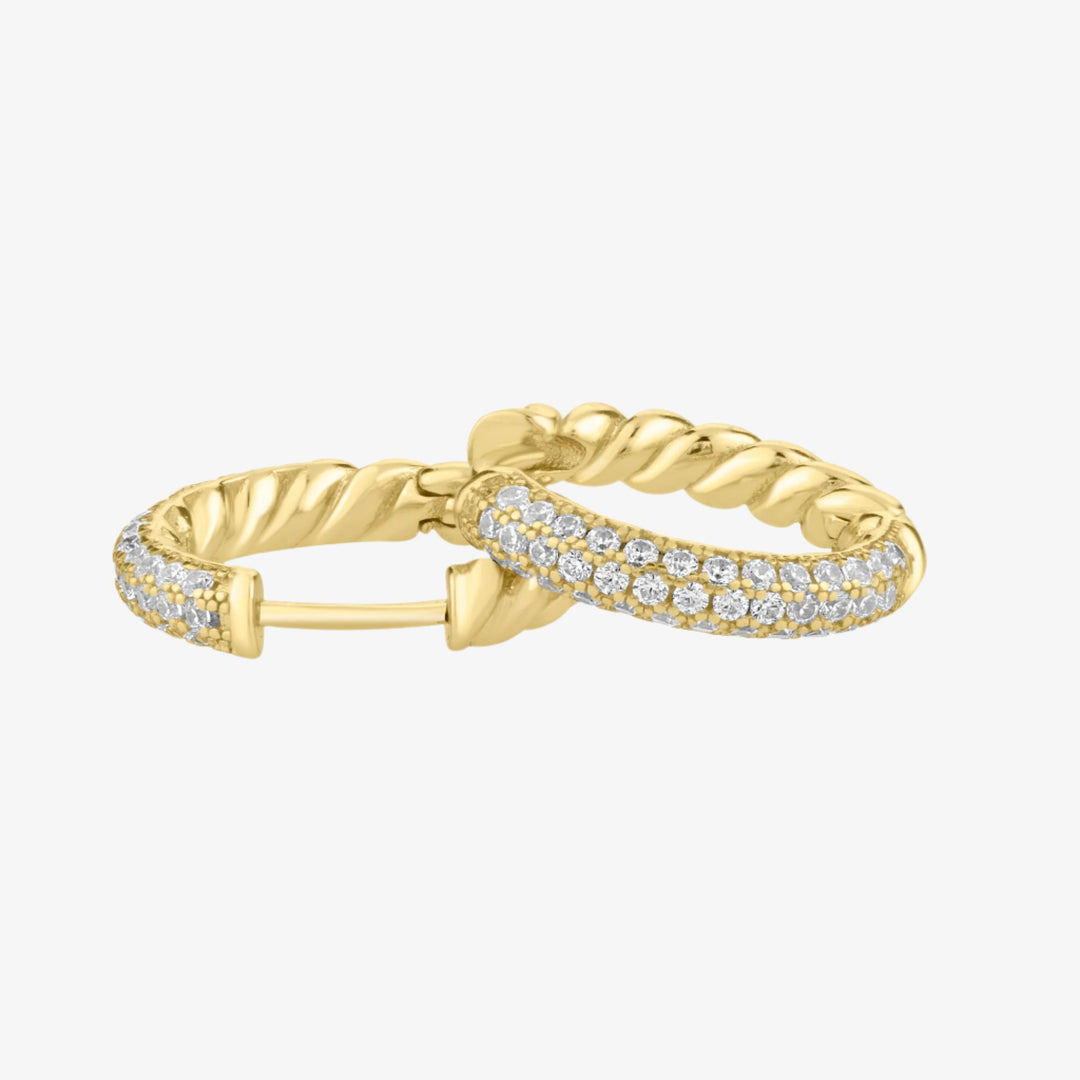 Twist Pave Hoop Earrings