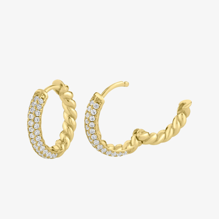 Twist Pave Hoop Earrings