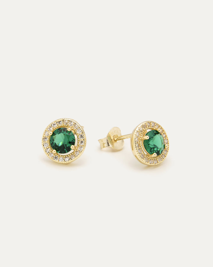 Green Halo Stud Earrings