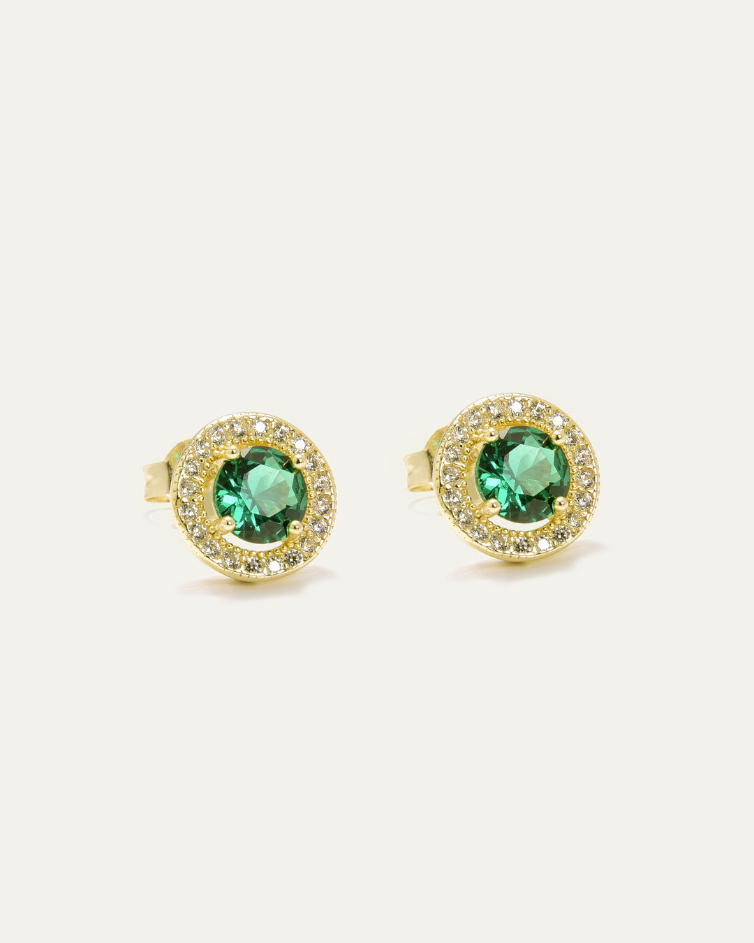 Green Halo Stud Earrings