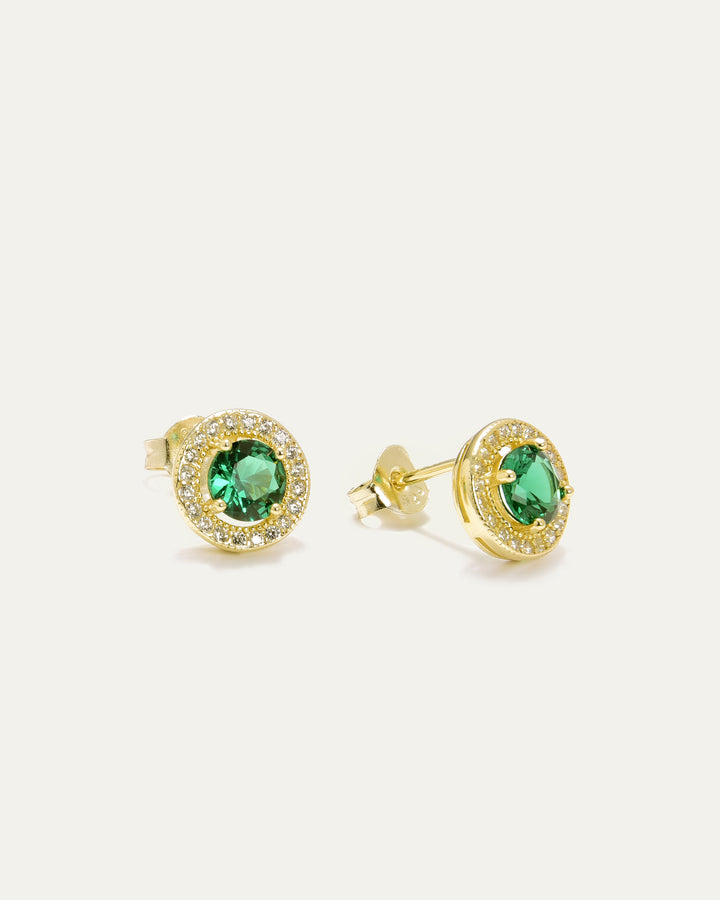 Green Halo Stud Earrings