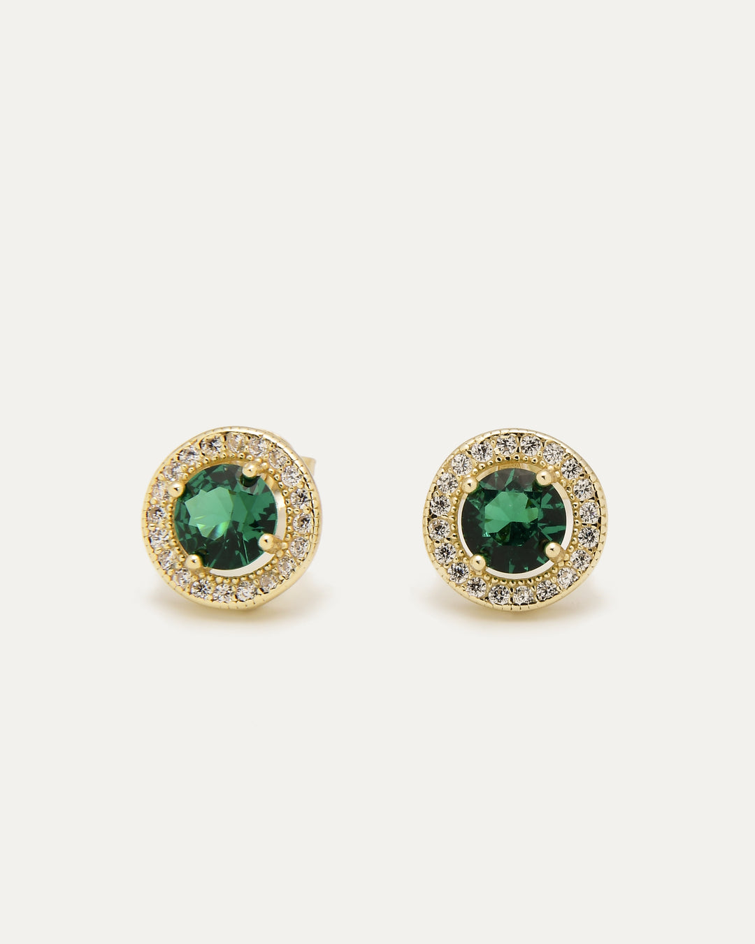 Green Halo Stud Earrings