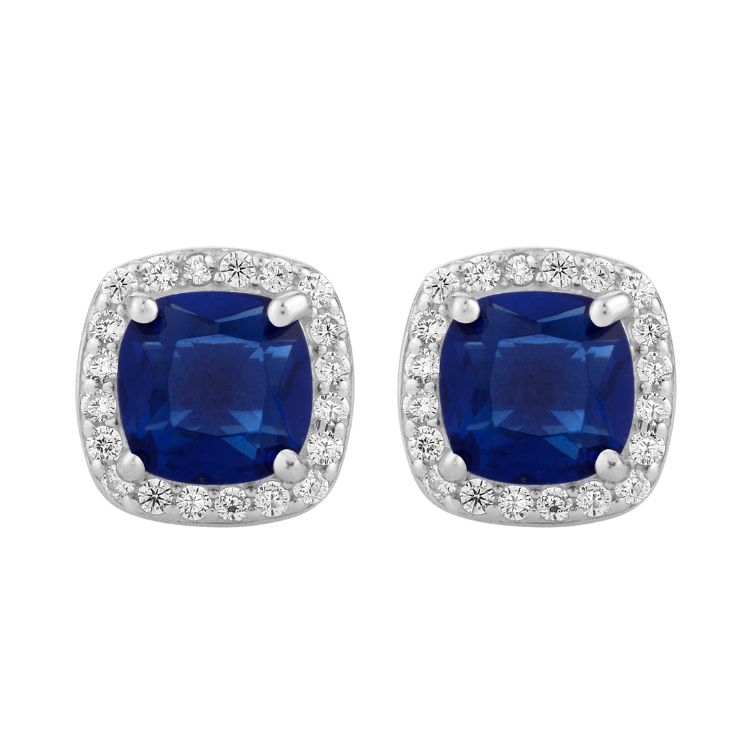 Sapphire Radiance Cushion Cut Stud Earrings