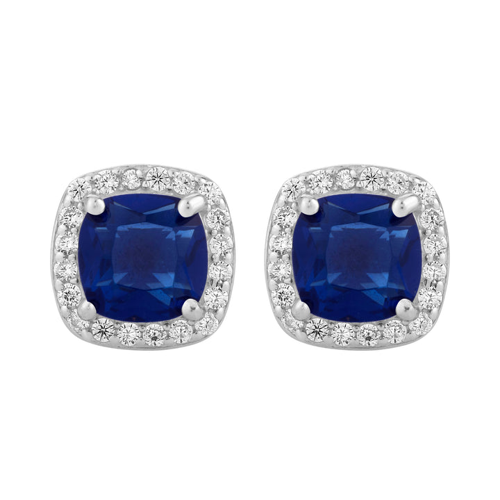 Sapphire Radiance Cushion Cut Stud Earrings