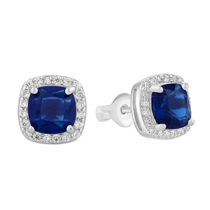 Sapphire Radiance Cushion Cut Stud Earrings