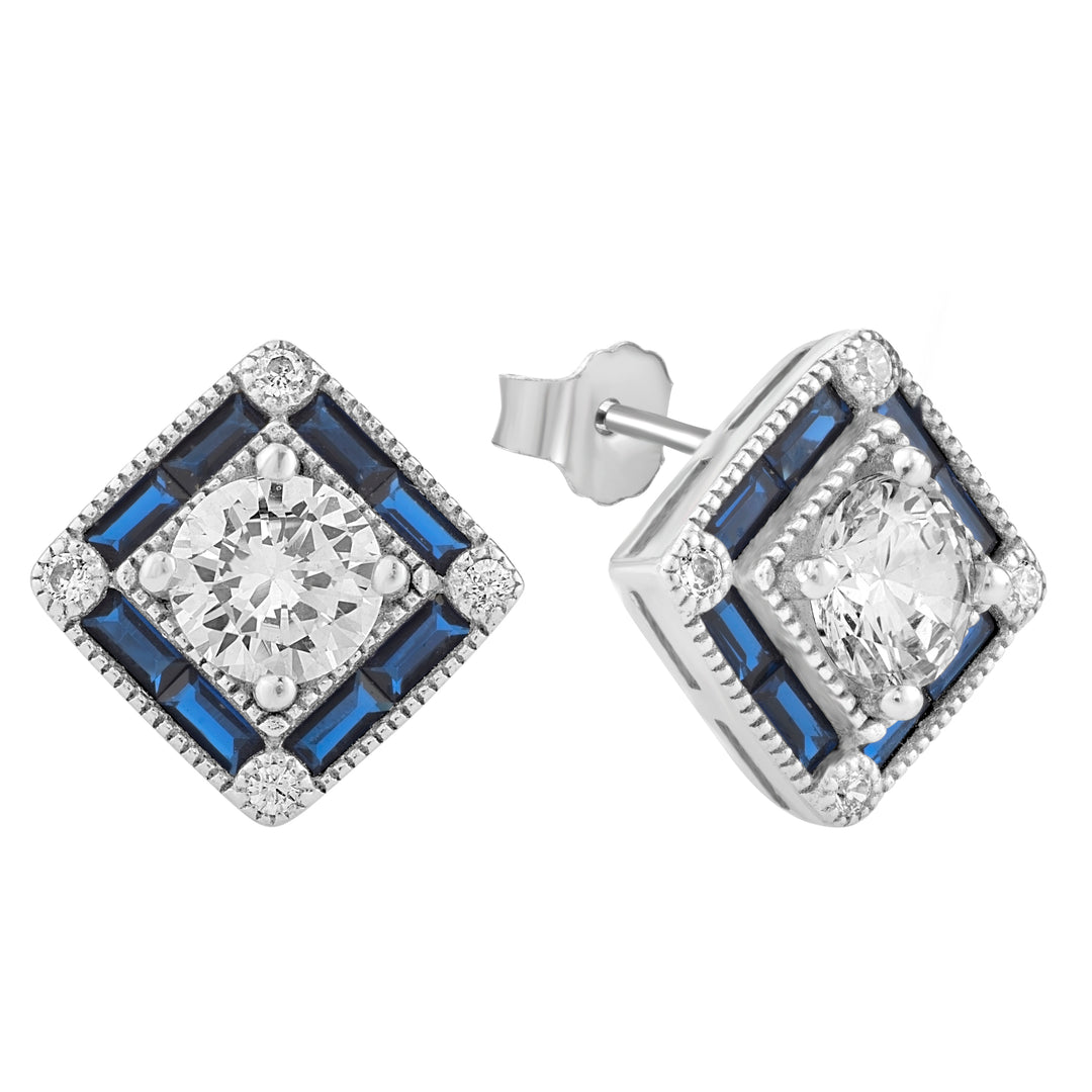 Art Deco Square Halo Earrings