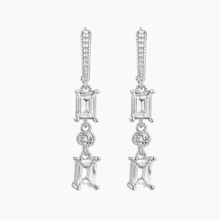 Emerald Cut drop Leverback Earring