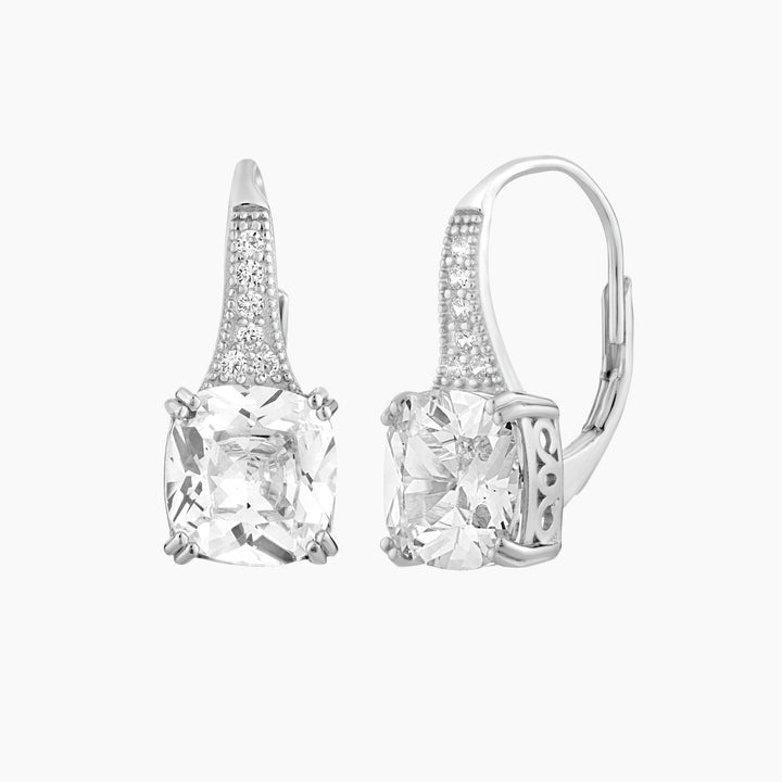 Cushion Cut Leverback Earrings