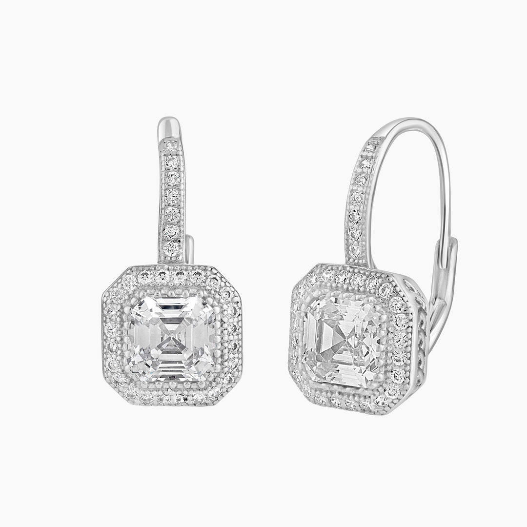 Asher Cut Halo Lever Back Earrings