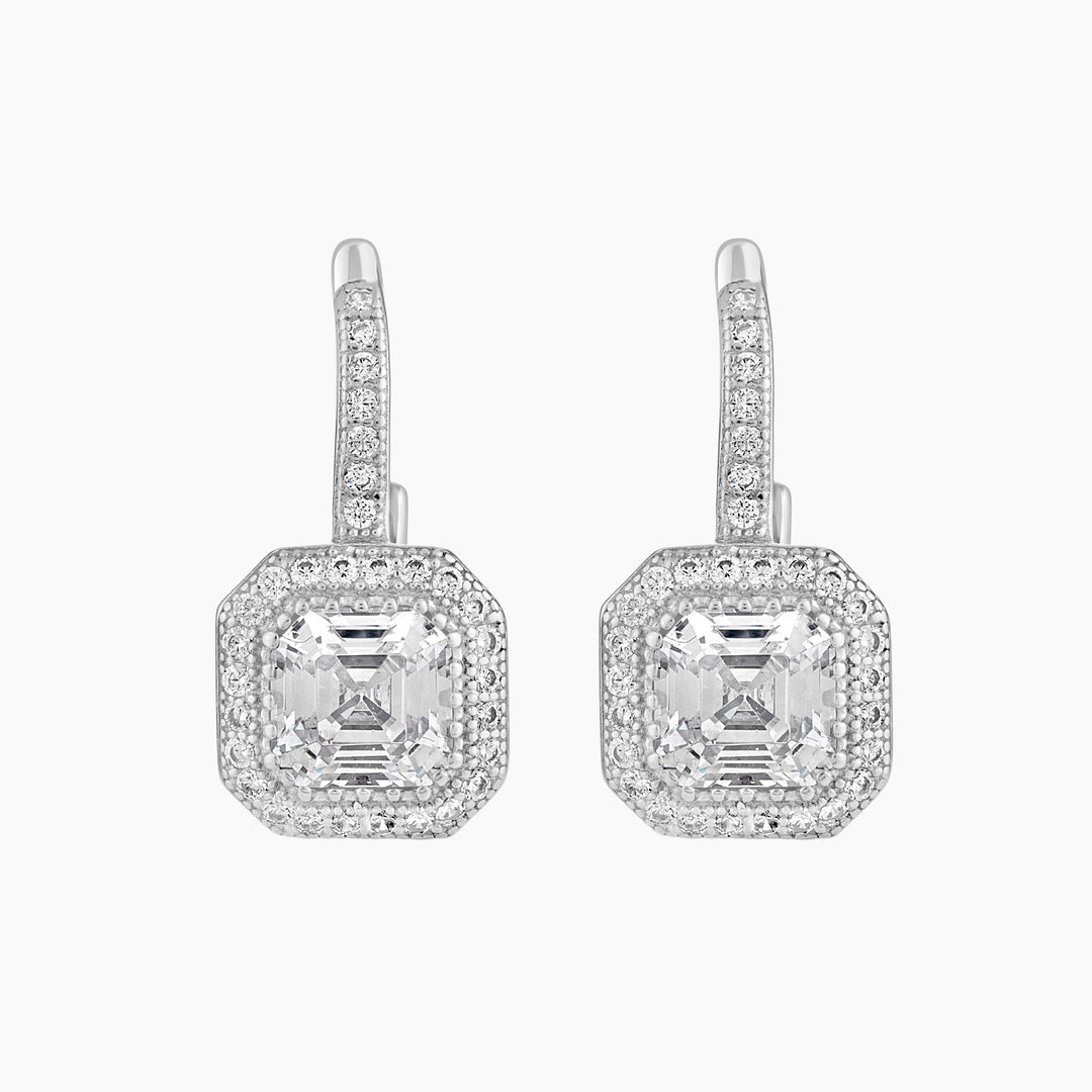 Asher Cut Halo Lever Back Earrings