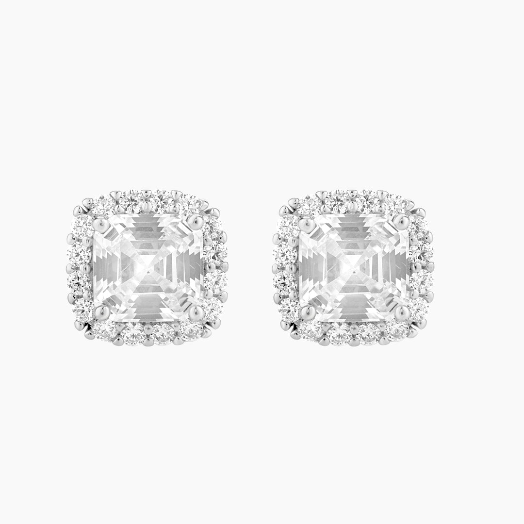 Ascher Cut Halo Stud Earrings