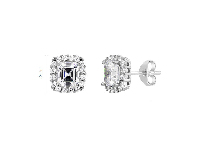 Ascher Cut Halo Stud Earrings