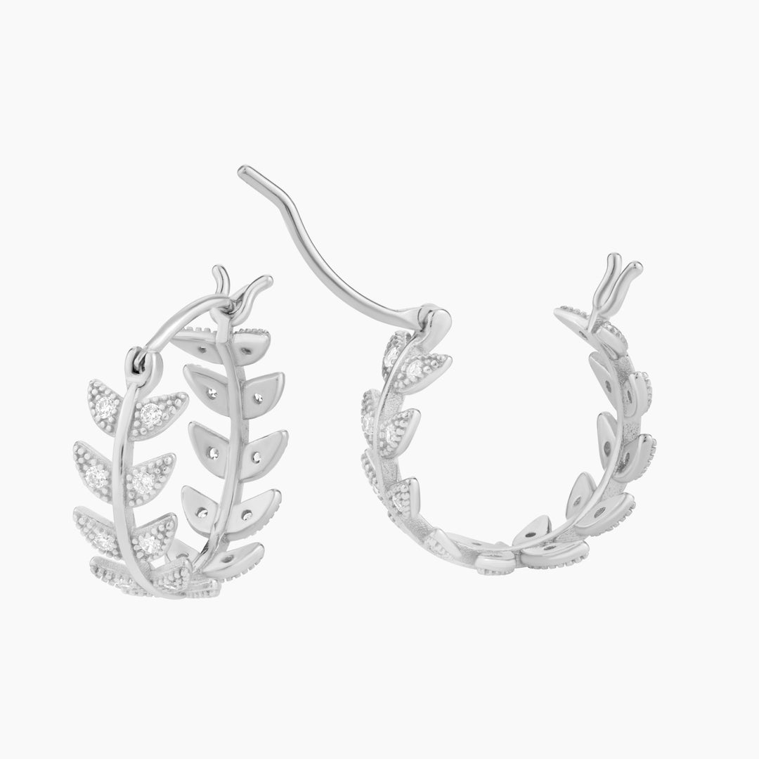 Leaf Motif Hoop Earrings