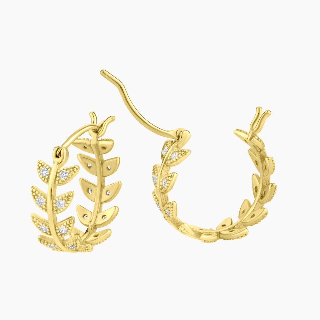 Leaf Motif Hoop Earrings