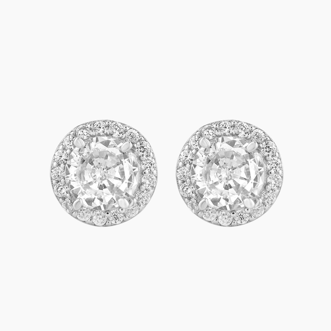 Radiant Halo Round Stud Earrings