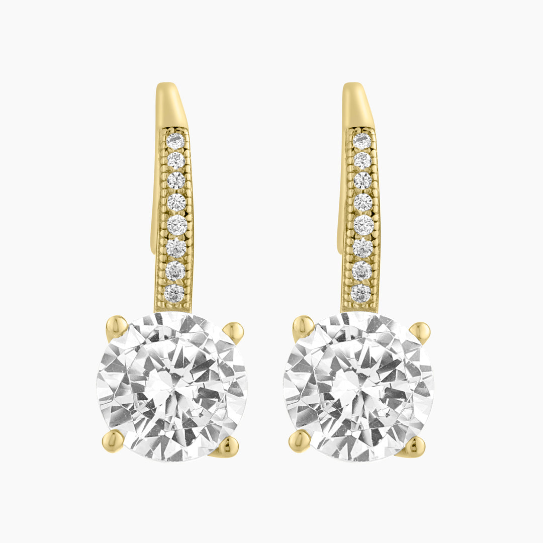 Round CZ Leverback Earrings