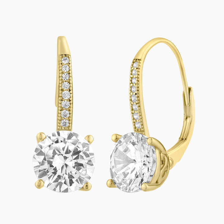 Round CZ Leverback Earrings