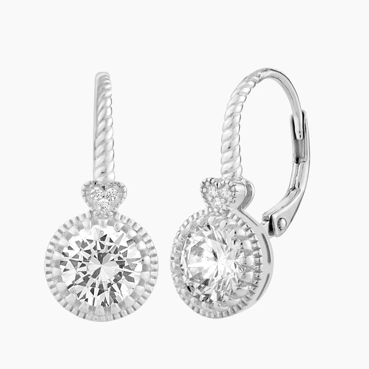 Leverback CZ Filigree Earrings