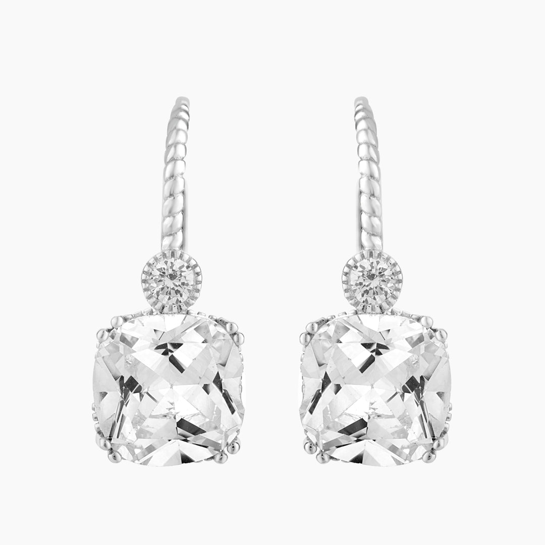 Asscher Cut Leverback Earrings