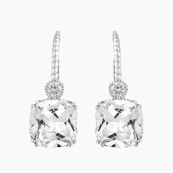 Asscher Cut Leverback Earrings