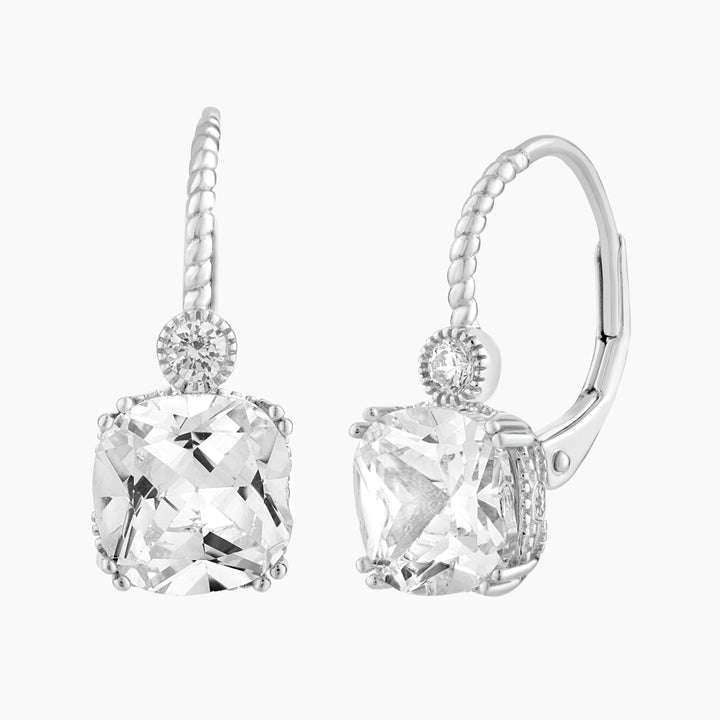 Asscher Cut Leverback Earrings