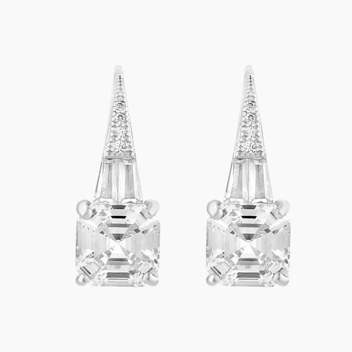 Princess Cut CZ Leverback Earrings