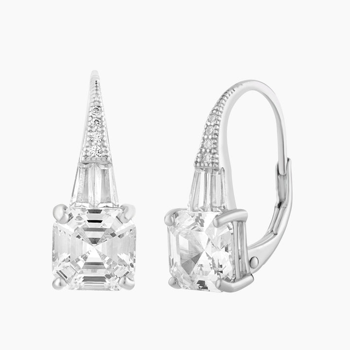 Princess Cut CZ Leverback Earrings