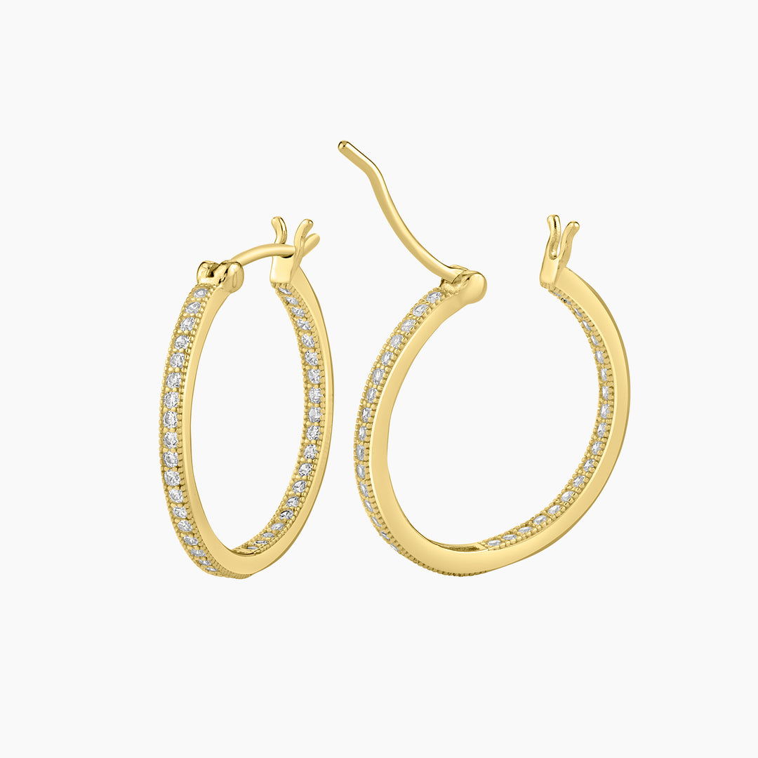 Inside Out Micro Pave CZ Hoop Earrings