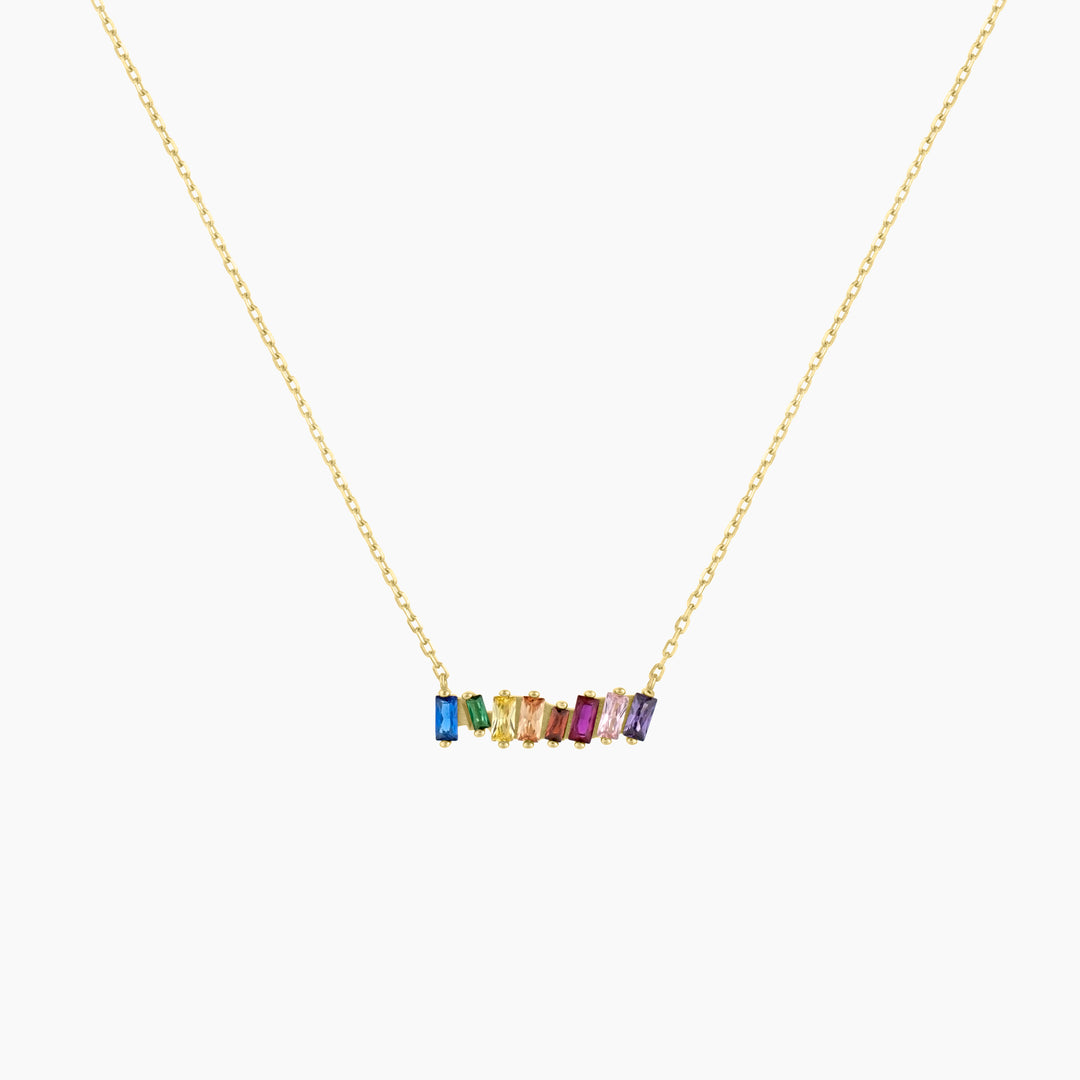 Rainbow Colored CZ Necklace