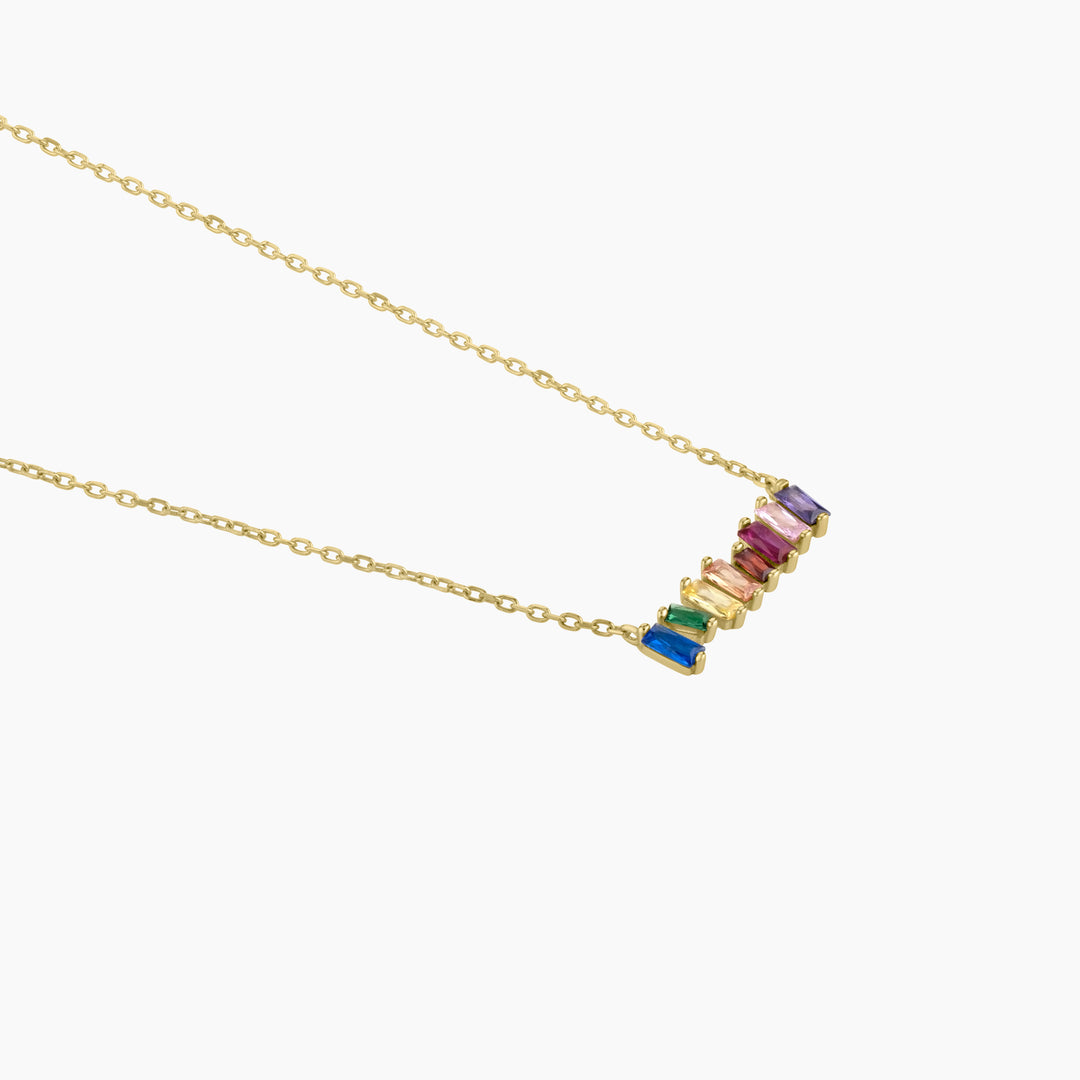 Rainbow Colored CZ Necklace