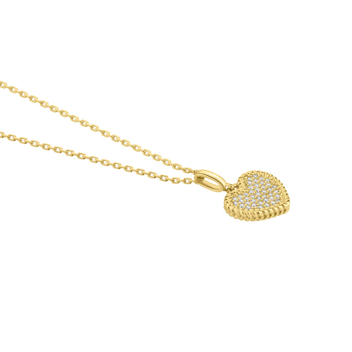 Golden Pave Heart Pendant Necklace