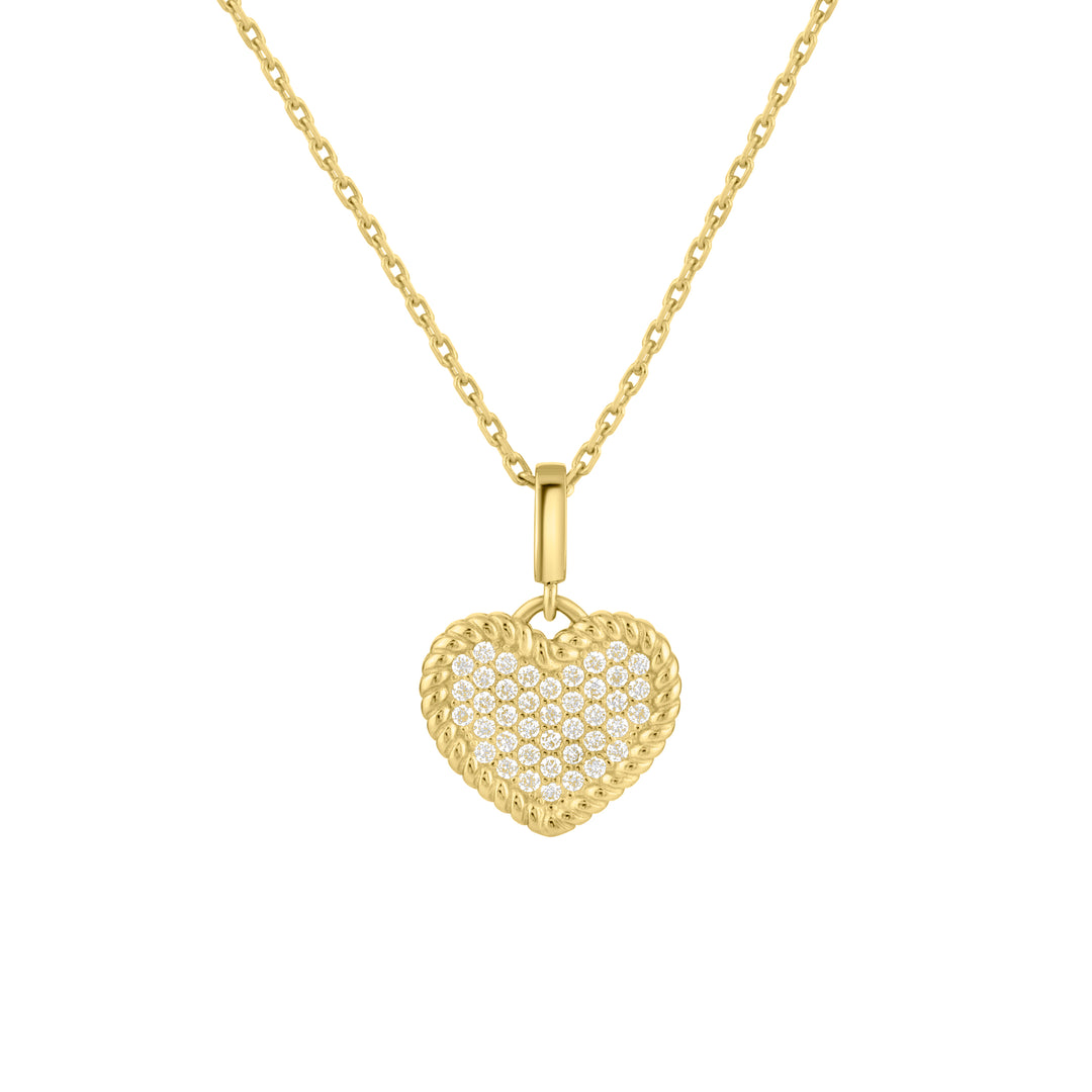 Golden Pave Heart Pendant Necklace