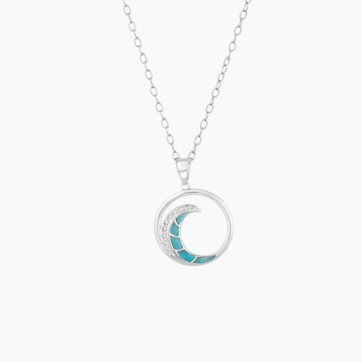 Synthetic Larimar and CZ Wave Necklace